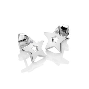 Silver Diamond Star Stud earrings