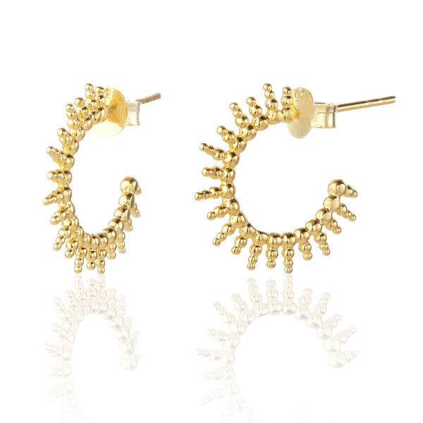 Gold sun ray hoop earrings
