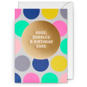 Hugs Bubbles and Birthday Cake card