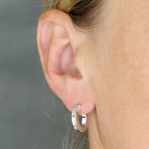 Ribbed Sterling Silver Hoop Earrings
