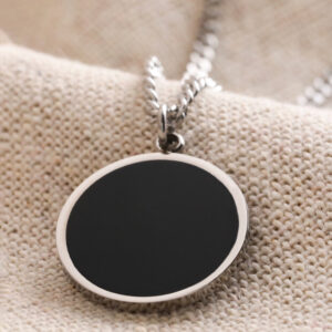 Men's Stainless Steel black onyx pendant necklace