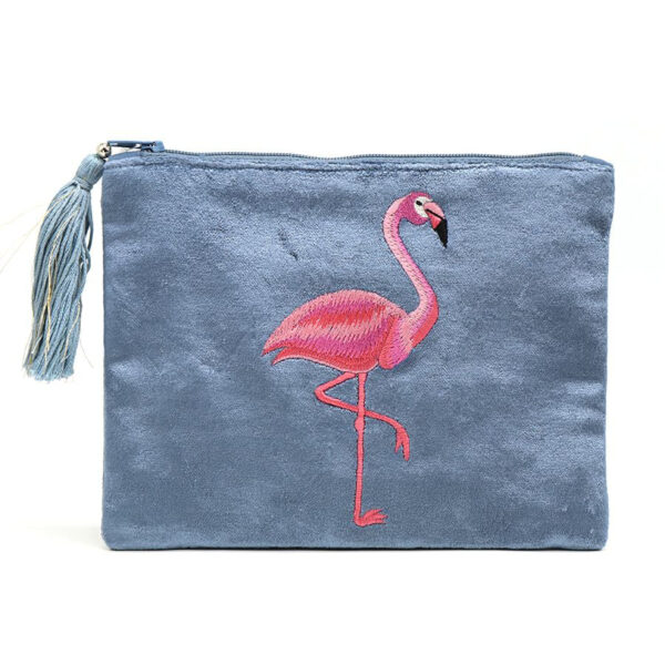 Blue Velvet Flamingo purse