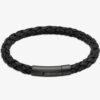 Mens black leather bracelet