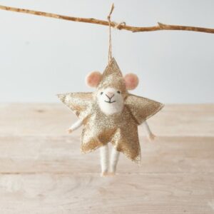 Gold Star Mouse hanging decoration.