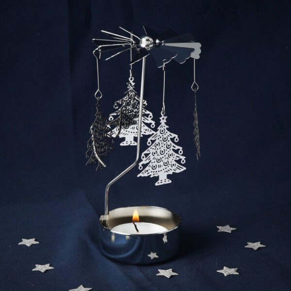 Silver Christmas Tree Tealight Spinner